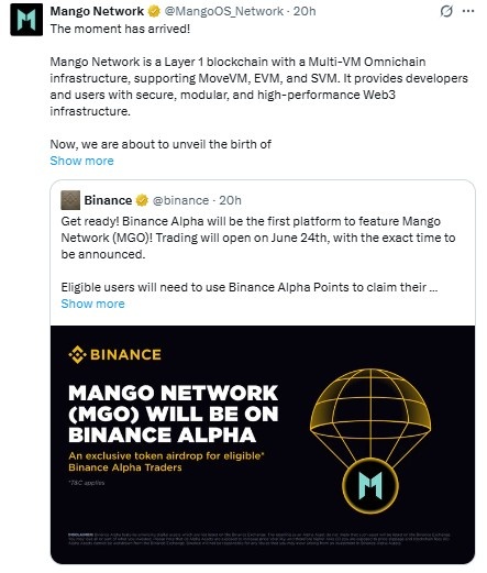 Mango Network Airdrop लाइव, जानें कैसे पाएं $MGO Token