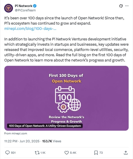 100 Days of Open Network - Pi Network X Post