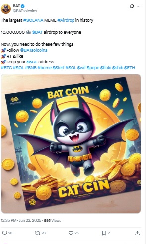 BAT Token Airdrop X Post