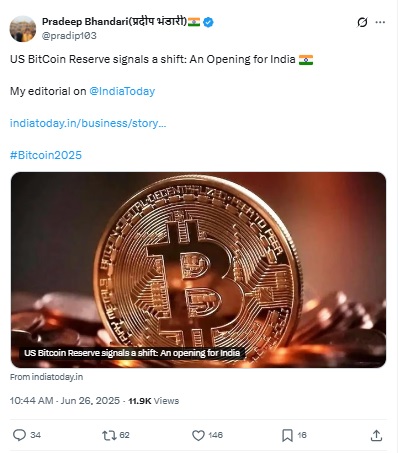 Bitcoin Reserve BJP Leader X Post