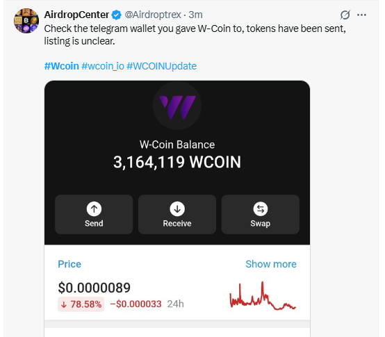 W Coin Airdrop Distribution