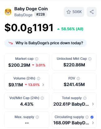 Best Crypto Under 1 cent Baby Doge Coin