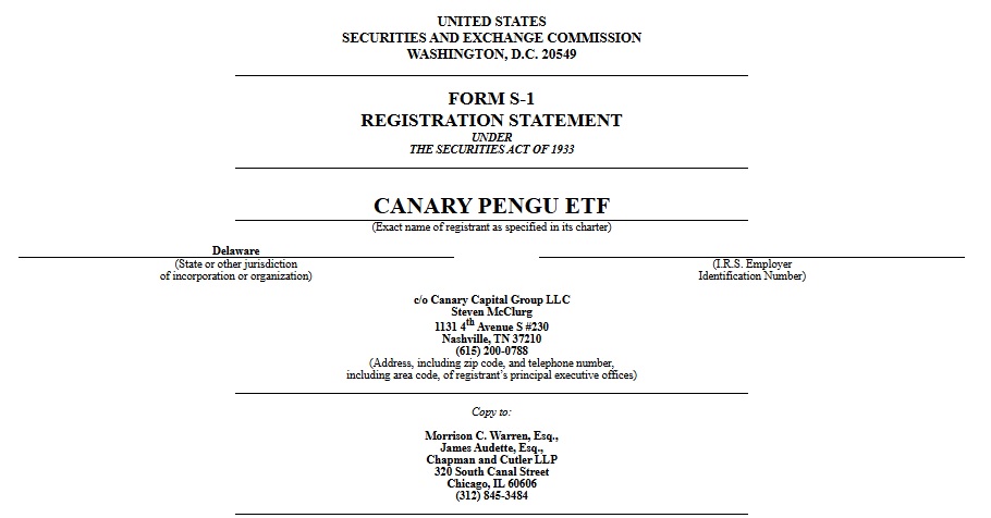 Pudgy Penguins PENGU ETF - SEC Website