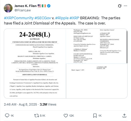Ripple Lawsuit End - James K Filan X